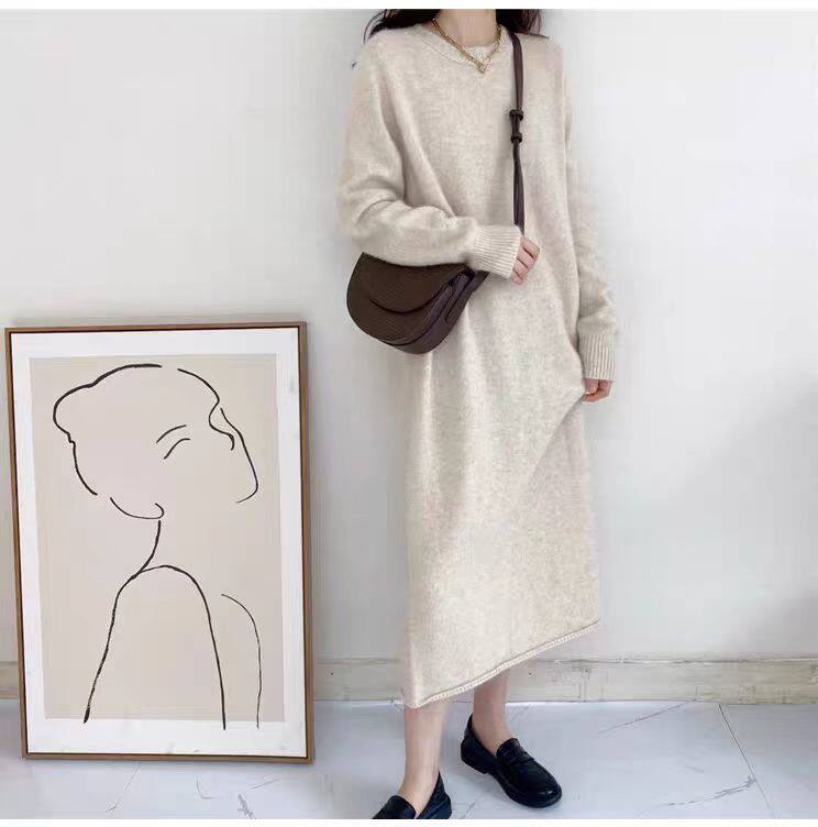 秋冬新款纯色针织连衣裙时尚百搭，女装半身裙，冀清阳荣