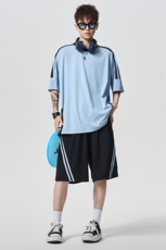 美式条纹短袖套装夏季休闲情侣T恤百搭宽松T恤A406TZ5068P65，男装T恤，星座309（原A406）