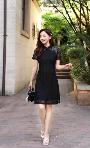 【现货】夏季新款蕾丝优雅气质旗袍连衣裙，女装婚纱/旗袍/礼服，芷炫