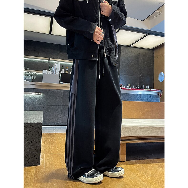春秋美式复古条纹运动百搭卫裤男款宽松直筒休闲显瘦裤子特批48图片
