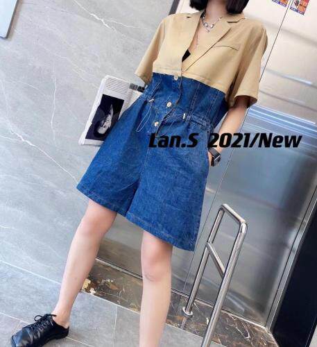 牛仔连体短裤，女装，米可儿