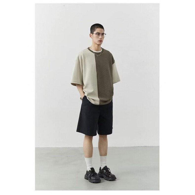 简约新款设计撞色拼接短袖男女夏季针织冰丝T恤上衣服衫潮打底ins,男装针织衫/毛衣,星座506A