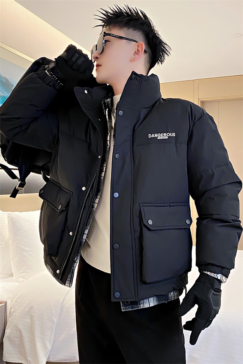 AY69/P138控178-冬季社会小伙假两件工装棉衣痞帅棉服外套男黑首2,男装棉衣,星座305B-1