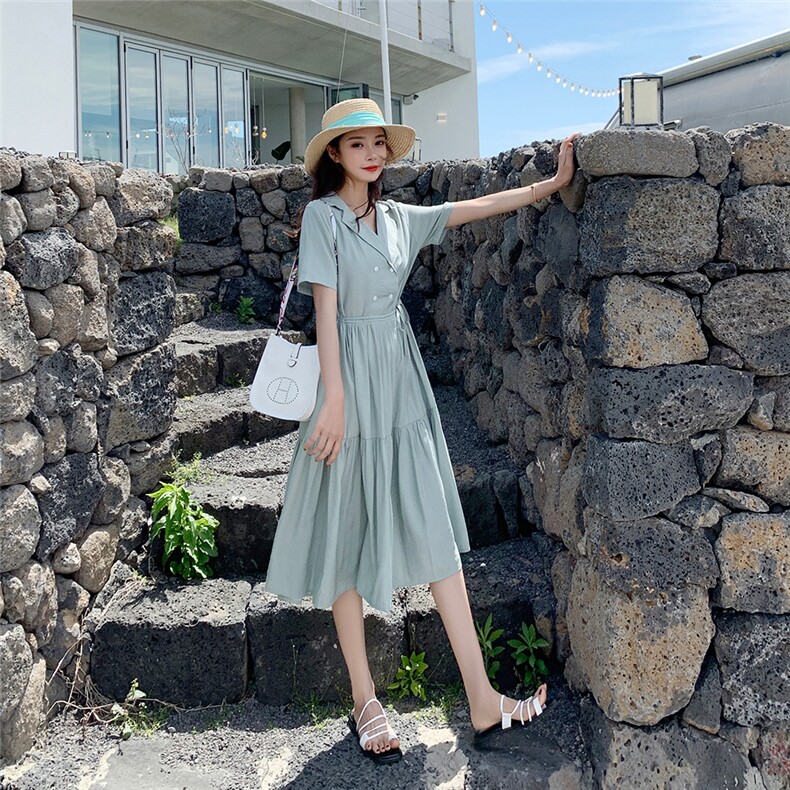 大货已出 夏季新款短袖衬衣连衣裙087-Q63图片