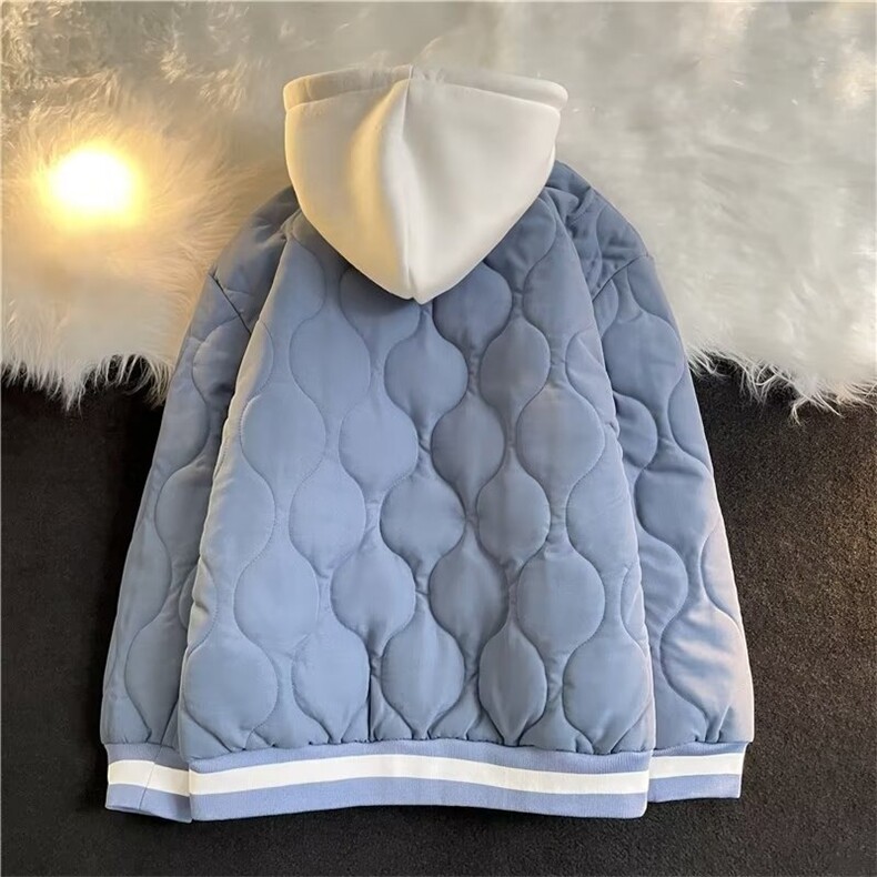 菱形格棉服男款冬季加厚棉衣美式复古棒球服青少年外套冬装棉袄子,男装棉衣,星座506A