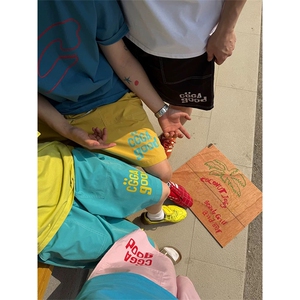网图有货 夏季多巴胺字母印花阔腿五分裤男女宽松休闲裤 A586-P23图片