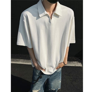 夏季新品老钱风宽松休闲POLO衫短袖T恤上衣男H1083特P35