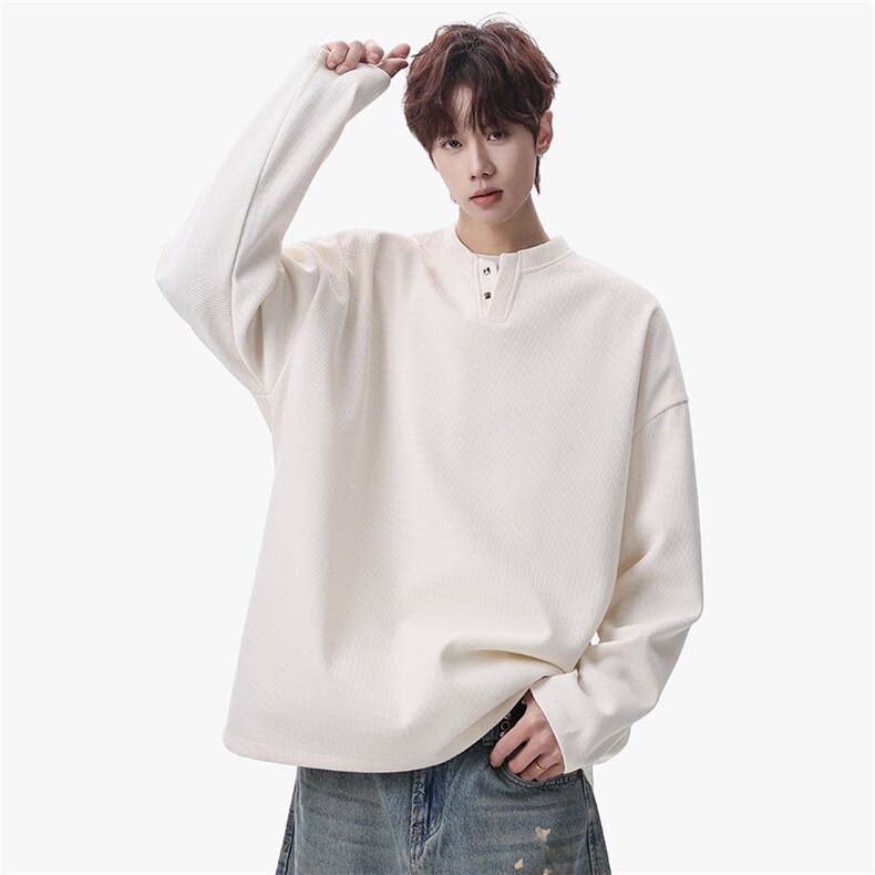 卫衣男春季新款港风宽松华夫格大码长袖T套头外套CX5701-特P28，男装T恤，星座214-3