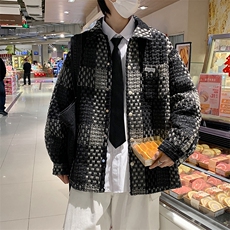 秋新款潮牌千鸟格夹克小香风外套男春高级感痞帅外套W4891-P64，男装夹克，星座512-2