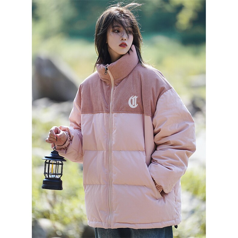 灯芯绒立领拼接棉服加厚面包服情侣刺绣棉衣外套J5043-P110控168,男装棉衣,电商A362