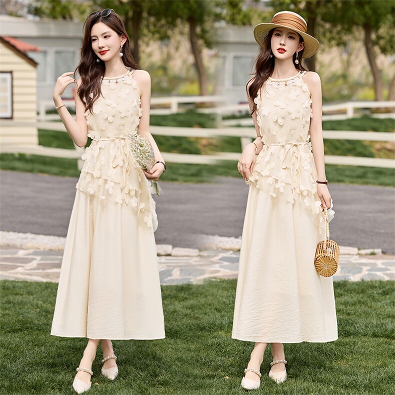 2025年夏季立体花瓣无袖背心上衣宽松半身裙两件套装，女装套装/套裙，鑫鑫美