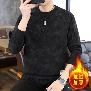 秋冬扎染男士时尚百搭套头卫衣加绒加厚上衣XS7101-P55  加绒P65图片