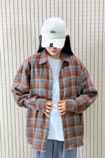 春季新款现货（跨境电商）格子男女情侣款潮流宽松格纹衬衣，男装衬衫，星座1107-1