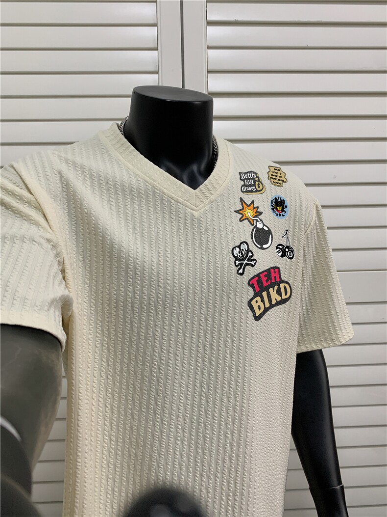 XZ809A/JXL02/P25/控38240克鸡心领肌理感印花短袖T恤,男装T恤,星座809A(原222-1)