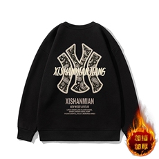 2025冬季新款男士潮牌印花圆领卫衣加绒加厚打底衫C208-8899-P45，男装T恤，电商C208