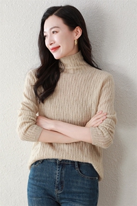 秋冬新款高领时尚休闲羊绒衫女100%纯山羊绒毛衣图片