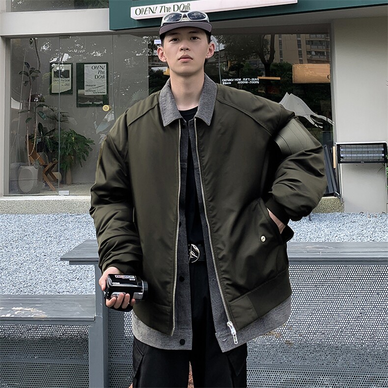 高品质冬男衬衫领棉衣假两件贴皮棉服加绒加厚棉袄外套MY8212P90,男装棉衣,星座1013-1