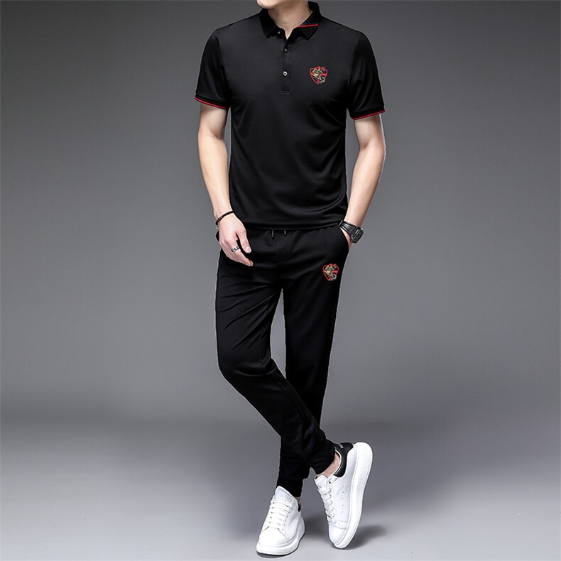 运动套装男春夏季新款潮服饰休闲运动服两件套冰丝感透气耐磨速干,男装休闲套装,电商B212（原钱塘6029）