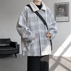M-8XL格子羊羔毛棉服冬季大码小香风加绒外套加厚棉衣MF7001/P138，男装棉衣，电商B238