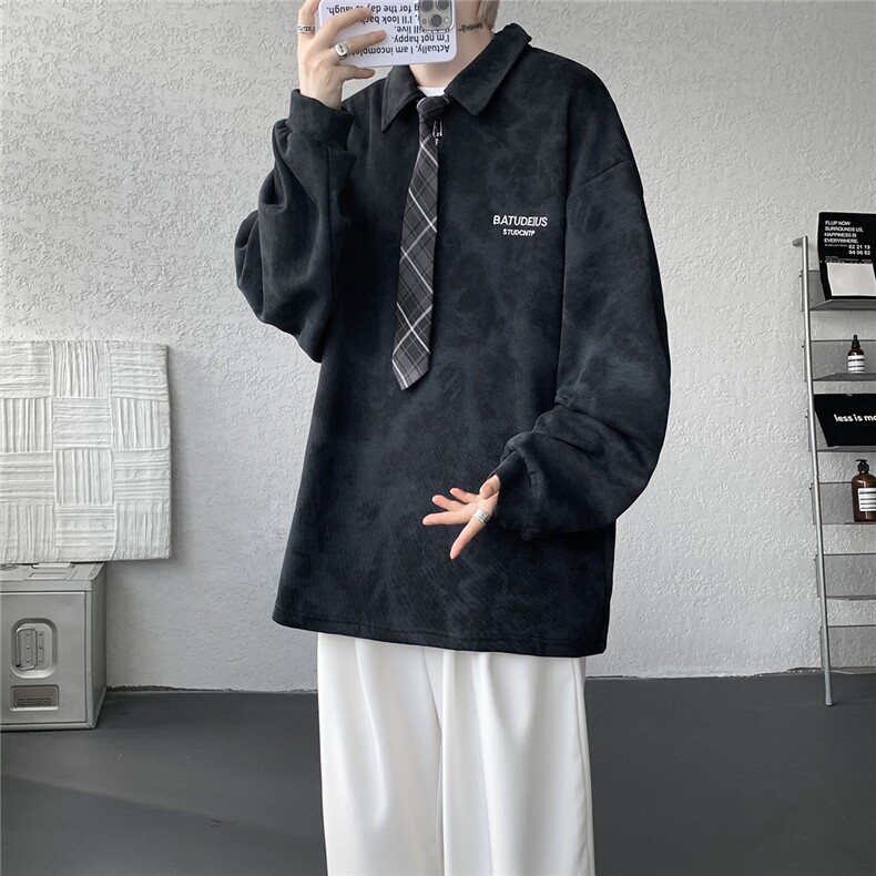 WY5536-P35特控68加领带P40特M-5XL扎染宽松中性卫衣，男装卫衣，电商D232