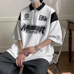 250G纯棉夏季美式复古POLO衫男潮流宽松短袖XP2329-P45控68图片