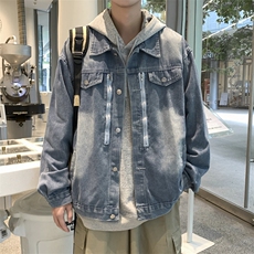 港风秋冬男牛仔夹克衫工装双拉链渐变色休闲外套JK1008P70，男装夹克，星座1013-1