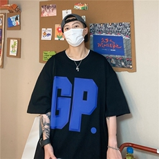 港风短袖上衣男夏潮流印花百搭T恤白底A061-T0120-P30，男装T恤，电商A061