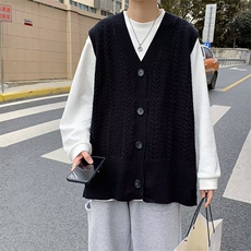 马甲男港风V领潮外套日系宽松休闲百搭学生针织背心毛衣M510-P38，男装针织衫/毛衣，星座512-2