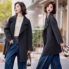 24年双面羊毛大衣女秋冬一手长新款气质百搭中款显瘦100%羊毛外套，女装双面呢大衣，小荷流
