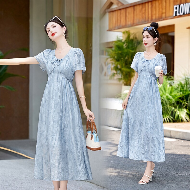 《现货48H发》优雅风采时尚提花连衣裙，女装连衣裙，曼琳思菲