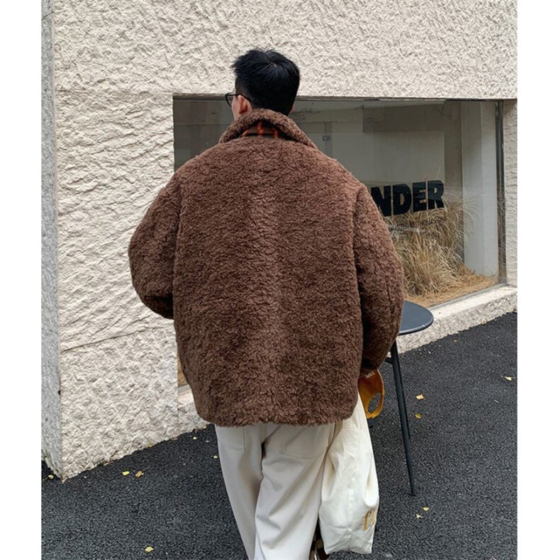 WT161-P170羊羔毛外套秋冬季男士加厚保暖时尚环保潮流百搭大衣,男装棉衣,星座1501-3