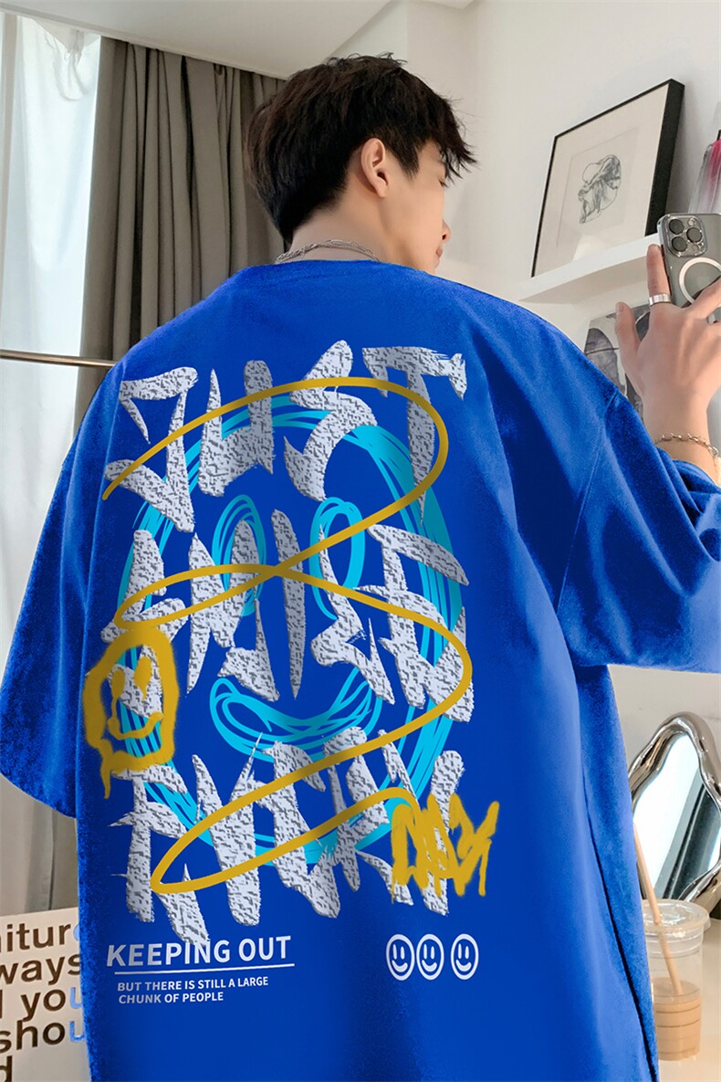 B239-T1013-P25短袖T恤男笑脸美式,男装T恤,星座514-2(原B239)