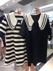 针织娃娃领连衣裙图片