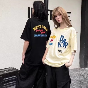 万针全刺绣工艺抖音得物高品质260克重磅纯棉双纱美式高街短袖T恤图片