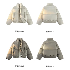 现货5W件冬季三防重磅硬挺boxy短款羽绒立领PU皮棉衣外套加厚棉服，男装棉衣，电商A443