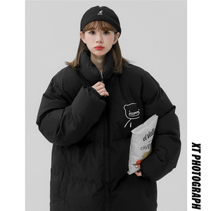 中性风23新款冬季时尚百搭宽松字母印花棉服外套MY62058P85控118图片