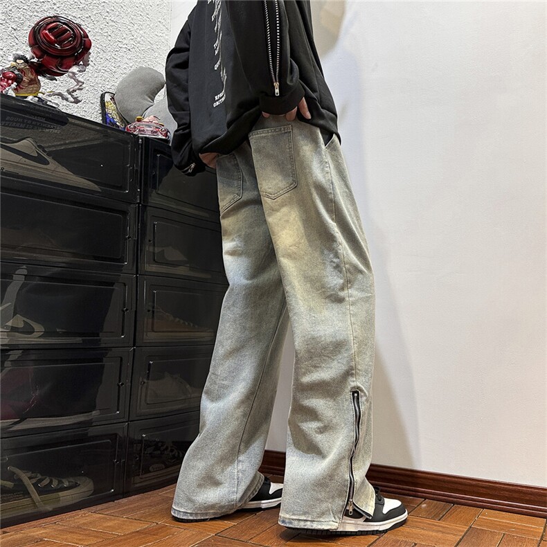 k1068-p55-控78M-5XL现货拉链宽松牛仔裤港风高阶黑暗牛仔,男装牛仔裤,星座116