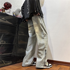 k1068-p55-控78M-5XL现货拉链宽松牛仔裤港风高阶黑暗牛仔，男装牛仔裤，星座116
