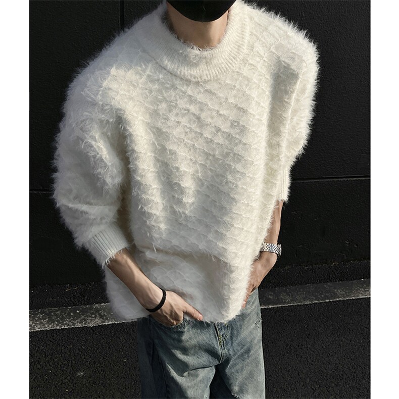 517A-8-M614-P75 现货重磅高品质长毛毛衣韩版针织衫黑墙图片