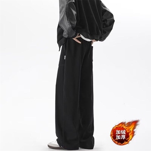 加绒卫裤男重磅卫裤2024秋季休闲长裤潮流直筒裤子宽松百搭阔腿裤图片