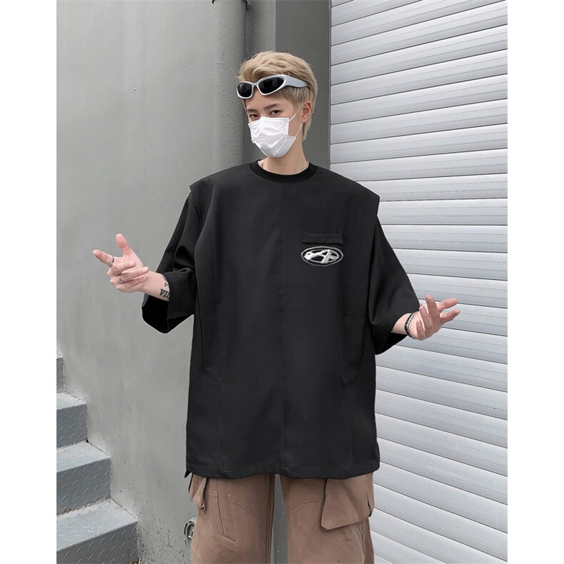 字母短袖t恤男装夏季潮牌假两件上衣男生体恤XZ514-2-202452-P58,男装T恤,星座514-2(原B239)