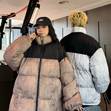 光板棉衣棉服扎染拼接面包服棉袄外套可二开量大有差G1613-P65，男装棉衣，星座207