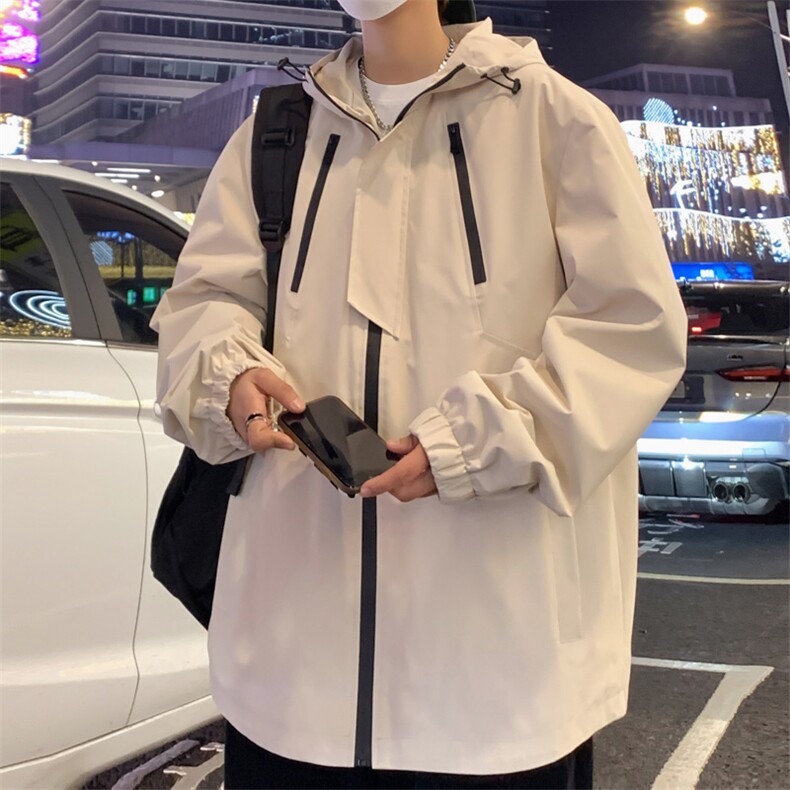 新款连帽冲锋衣夹克男港风潮流宽松休闲外套JK2307-P68,男装夹克,星座717