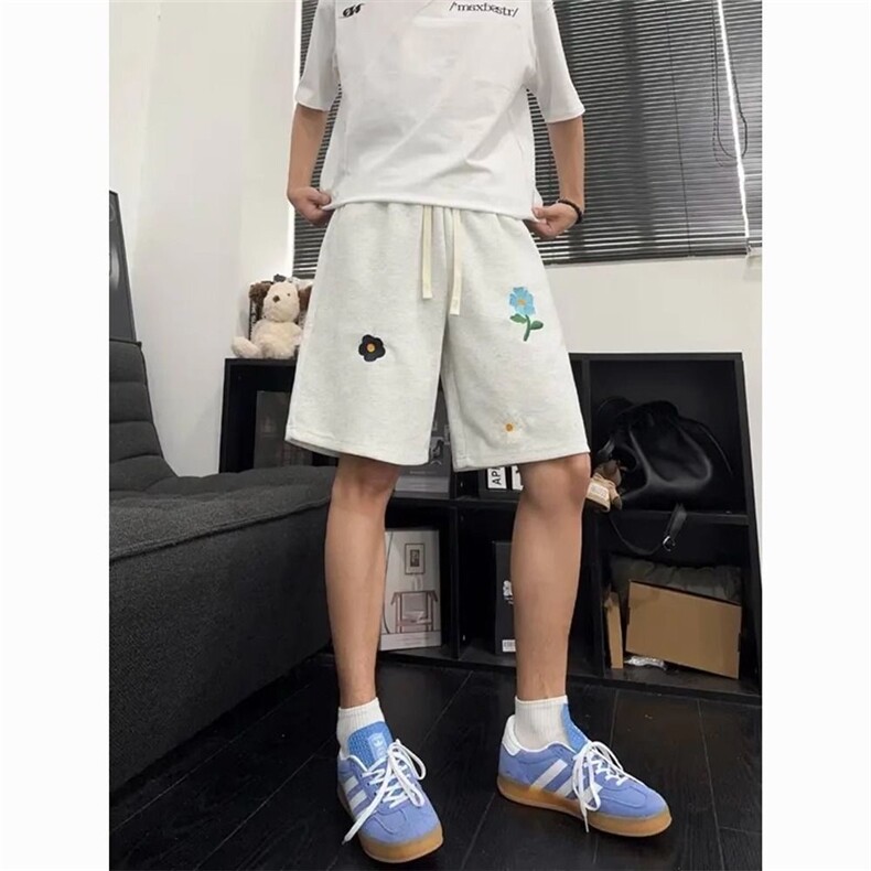 小花刺绣短裤男夏季外穿美式潮流宽松简约五分裤DAA103-P32，男装牛仔裤，星座208-5