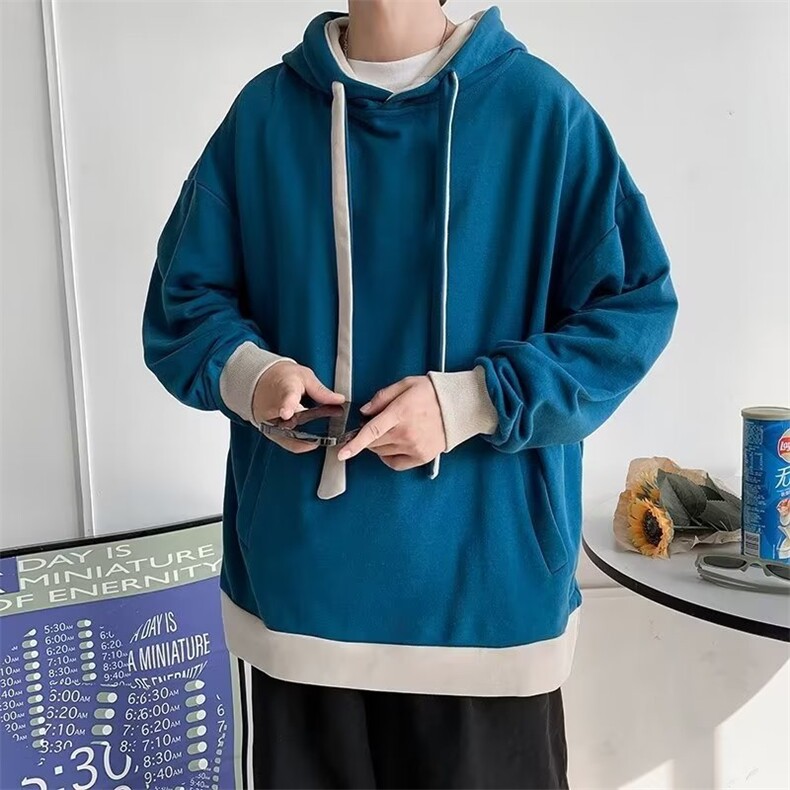 春秋季港风连帽卫衣男日系撞色潮牌休闲百搭运动外套 W6610-P45图片