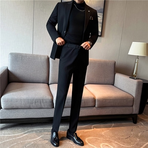 两粒扣平驳领~主推款M-7XL双开叉西装套装西服两件套LJT7056-P173图片