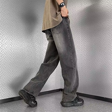 秋冬季青春流行ins宽松直筒帅气拉链长裤YS6033-P43，男装牛仔裤，星座1109-3