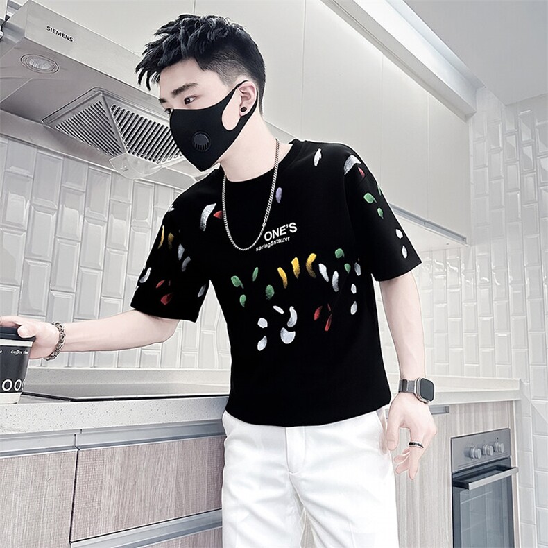 社会小伙短袖T恤男印花时尚痞帅半袖301C-DT87-P48控68,男装T恤,星座301C（原B323）