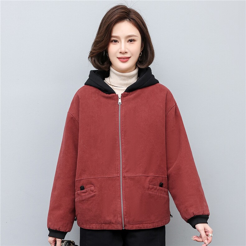 叶笙衣82539撞色加绒加厚外套,女装棉衣/棉服,叶笙衣