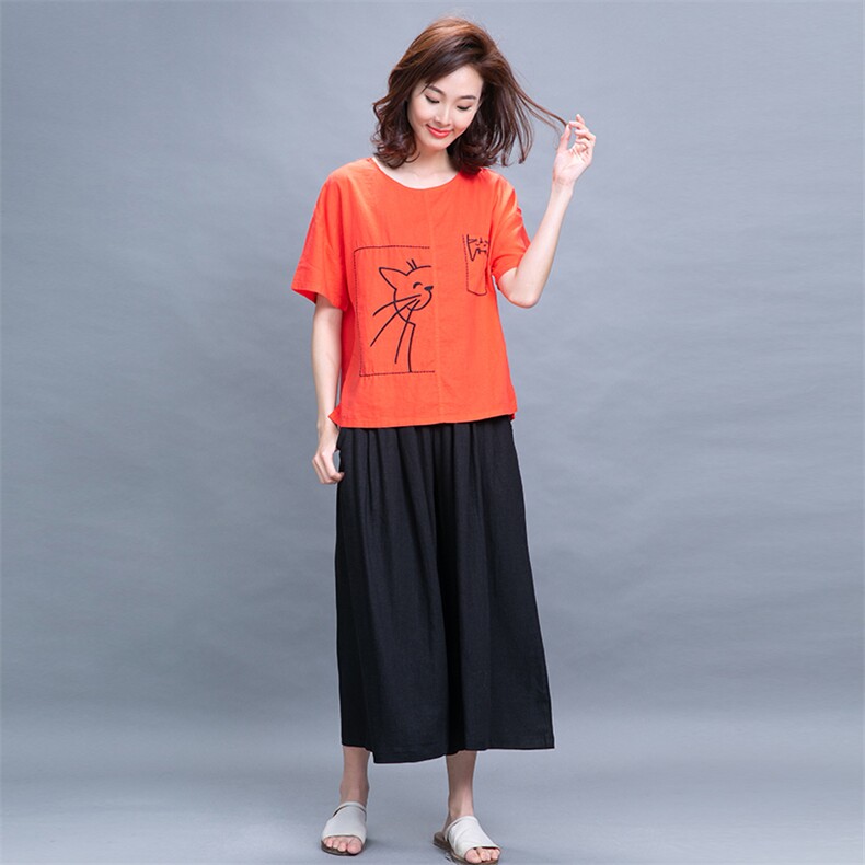 套装/套裙2021年夏季圆领印花气质百搭优雅阔腿裤,女装套装/套裙,独衣靓